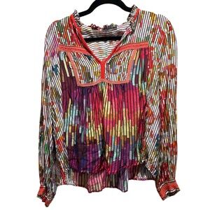 Conditions Apply Anthropologie Womens Vibrant Multicolor Pixel Look Blouse SZ S‎